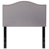 English Elm Upholstered Twin Size Headboard with Accent Nail Trim in Fabric