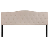 English Elm Tufted Upholstered King Size Headboard in Fabric