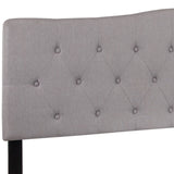 English Elm Tufted Upholstered King Size Headboard in Fabric