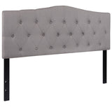 English Elm Tufted Upholstered Queen Size Headboard in Fabric