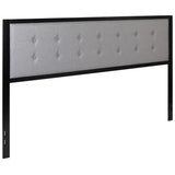 English Elm Metal Tufted Upholstered King Size Headboard in Fabric