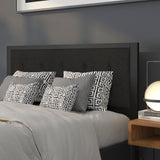 Metal Tufted Fabric Queen Headboard on Black Metal Frame