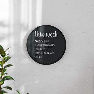 English Elm Commercial Grade 18" Round Wall Mounted Magnetic Chalkboard for Home or Business with Eraser and Chalk in Pine Wood Frame