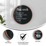 English Elm Commercial Grade 18" Round Wall Mounted Magnetic Chalkboard for Home or Business with Eraser and Chalk in Pine Wood Frame