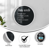 English Elm Commercial Grade 18" Round Wall Mounted Magnetic Chalkboard for Home or Business with Eraser and Chalk in wash Pine Wood Frame