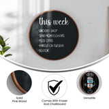 English Elm Commercial Grade 24" Round Wall Mounted Magnetic Chalkboard for Home or Business with Eraser and Chalk in Pine Wood Frame