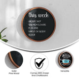 English Elm Commercial Grade 12" Round Wall Mounted Magnetic Chalkboards for Home or Business with Eraser and Chalk in Pine Wood Frames - Set of 2