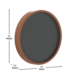 English Elm Commercial Grade 12" Round Wall Mounted Magnetic Chalkboards for Home or Business with Eraser and Chalk in Pine Wood Frames - Set of 2