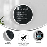 English Elm Commercial Grade 12" Round Wall Mounted Magnetic Chalkboards for Home or Business with Eraser and Chalk in wash Pine Wood Frames - Set of 2