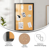 English Elm Commercial Grade Rustic 20" x 30" Wall Mount Cork Board with Wooden Push Pins for Home, School, or Business