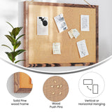 English Elm Commercial Grade Rustic Wall Mount Linen Board with Wood Push Pins, for Home, School or Business, 18x24,