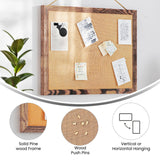 English Elm Commercial Grade Rustic Wall Mount Linen Board with Wood Push Pins, for Home, School or Business, 20x30,