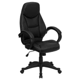 English Elm Commercial Grade High Back LeatherSoft Contemporary Executive Swivel Ergonomic Office Chair with Curved Back and Loop Arms