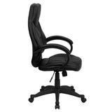 English Elm Commercial Grade High Back LeatherSoft Contemporary Executive Swivel Ergonomic Office Chair with Curved Back and Loop Arms