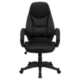 English Elm Commercial Grade High Back LeatherSoft Contemporary Executive Swivel Ergonomic Office Chair with Curved Back and Loop Arms