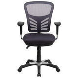 English Elm Commercial Grade Mid-Back Dark Mesh Multifunction Executive Swivel Ergonomic Office Chair with Adjustable Arms