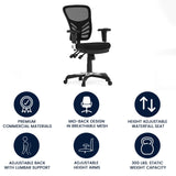 English Elm Commercial Grade Mid-Back Mesh Multifunction Executive Swivel Ergonomic Office Chair with Adjustable Arms