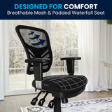 English Elm Commercial Grade Mid-Back Mesh Multifunction Executive Swivel Ergonomic Office Chair with Adjustable Arms