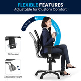 English Elm Commercial Grade Mid-Back Mesh Multifunction Executive Swivel Ergonomic Office Chair with Adjustable Arms