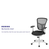 English Elm Commercial Grade Mid-Back Mesh Multifunction Executive Swivel Ergonomic Office Chair with Adjustable Arms and White Frame