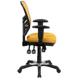 English Elm Commercial Grade Mid-Back -Orange Mesh Multifunction Executive Swivel Ergonomic Office Chair with Adjustable Arms