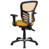 English Elm Commercial Grade Mid-Back -Orange Mesh Multifunction Executive Swivel Ergonomic Office Chair with Adjustable Arms