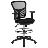 English Elm Commercial Grade Mid-Back Mesh Ergonomic Drafting Chair with Adjustable Chrome Foot Ring, Adjustable Arms and Frame