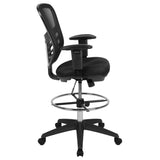 English Elm Commercial Grade Mid-Back Mesh Ergonomic Drafting Chair with Adjustable Chrome Foot Ring, Adjustable Arms and Frame