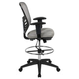 English Elm Commercial Grade Mid-Back Light Mesh Ergonomic Drafting Chair with Adjustable Chrome Foot Ring, Adjustable Arms and Black Frame