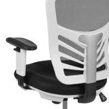 English Elm Commercial Grade Mid-Back Mesh Ergonomic Drafting Chair with Adjustable Chrome Foot Ring, Adjustable Arms and White Frame