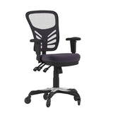 English Elm Commercial Grade Mid-Back Dark Mesh Multifunction Executive Swivel Ergonomic Office Chair with Adjustable Arms and Transparent Roller Wheels