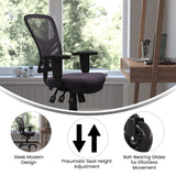 English Elm Commercial Grade Mid-Back Dark Mesh Multifunction Executive Swivel Ergonomic Office Chair with Adjustable Arms and Transparent Roller Wheels