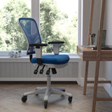 English Elm Commercial Grade Mid-Back Mesh Multifunction Executive Ergonomic Office Chair with Adjustable Arms, Transparent Roller Wheels, and White Frame