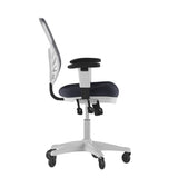 English Elm Commercial Grade Mid-Back Dark Mesh Multifunction Executive Ergonomic Chair with Adjustable Arms, Transparent Roller Wheels, and White Frame