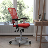 English Elm Commercial Grade Mid-Back Mesh Multifunction Executive Ergonomic Office Chair with Adjustable Arms, Transparent Roller Wheels, and White Frame