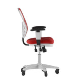 English Elm Commercial Grade Mid-Back Mesh Multifunction Executive Ergonomic Office Chair with Adjustable Arms, Transparent Roller Wheels, and White Frame