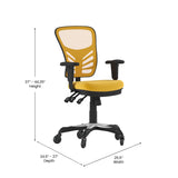 English Elm Commercial Grade Mid-Back -Orange Mesh Multifunction Executive Swivel Ergonomic Office Chair with Adjustable Arms and Transparent Roller Wheels