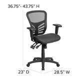 English Elm Commercial Grade Mid-Back Transparent Mesh Multifunction Executive Swivel Ergonomic Office Chair with Adjustable Arms