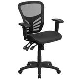 English Elm Commercial Grade Mid-Back Transparent Mesh Multifunction Executive Swivel Ergonomic Office Chair with Adjustable Arms