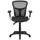 English Elm Commercial Grade Mid-Back Transparent Mesh Multifunction Executive Swivel Ergonomic Office Chair with Adjustable Arms