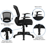 English Elm Commercial Grade Mid-Back Designer Mesh Swivel Task Office Chair with Arms