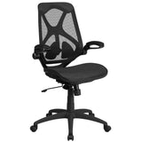 English Elm Commercial Grade High Back Transparent Mesh Executive Ergonomic Office Chair with Adjustable Lumbar, 2-Paddle Control & Flip-Up Arms