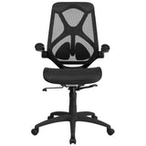 English Elm Commercial Grade High Back Transparent Mesh Executive Ergonomic Office Chair with Adjustable Lumbar, 2-Paddle Control & Flip-Up Arms