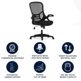 English Elm Commercial Grade High Back Mesh Ergonomic Swivel Office Chair with Frame and Flip-up Arms