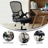 English Elm Commercial Grade High Back Mesh Ergonomic Swivel Office Chair with Black Frame and Flip-up Arms