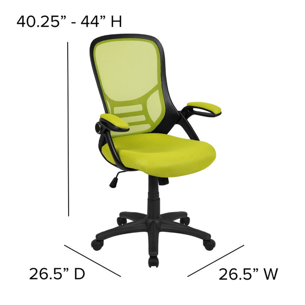 English Elm Commercial Grade High Back Mesh Ergonomic Swivel Office Chair with Black Frame and Flip-up Arms