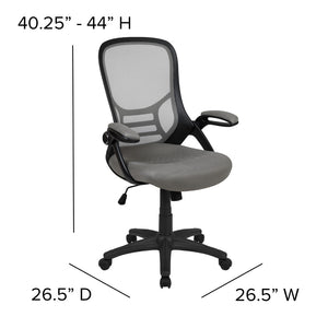 English Elm Commercial Grade High Back Mesh Ergonomic Swivel Office Chair with Black Frame and Flip-up Arms