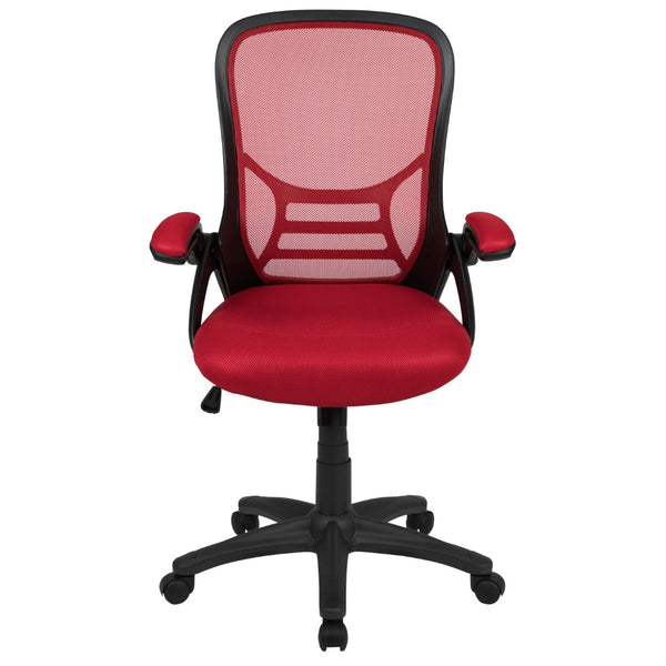 English Elm Commercial Grade High Back Mesh Ergonomic Swivel Office Chair with Black Frame and Flip-up Arms