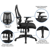 English Elm Commercial Grade High Back Mesh Multifunction Swivel Ergonomic Task Office Chair with Adjustable Arms