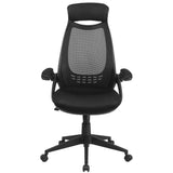 English Elm Commercial Grade High Back Executive Swivel Office Chair with Flip-Up Arms